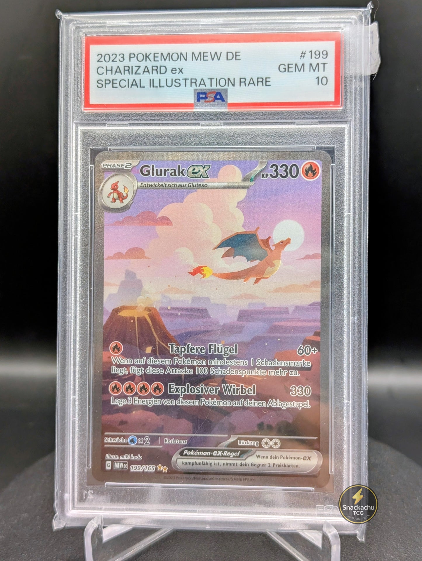 Pokemon PSA 10 Glurak ex 199/165 Deutsch | 151 Special Illustration Rare